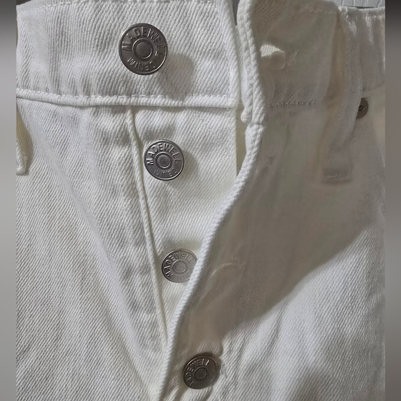 Madewell Rigid Denim A-Line High Waist Mini Skirt in Tile White, Button Fly, EUC - Picture 11 of 13